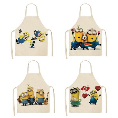 New Hot selling Cartoon Animation Student Apron Kitchen Cooking Barbecue Waterproof Household Belt Cartoon Kid Painting 1 - Minion Plush
