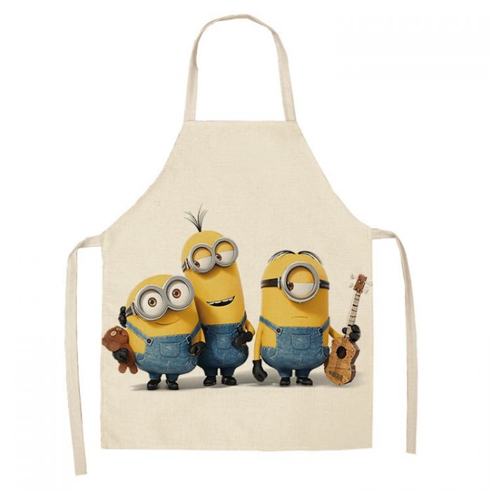 New Hot selling Cartoon Animation Student Apron Kitchen Cooking Barbecue Waterproof Household Belt Cartoon Kid Painting 3 - Minion Plush