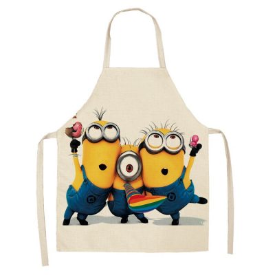 New Hot selling Cartoon Animation Student Apron Kitchen Cooking Barbecue Waterproof Household Belt Cartoon Kid Painting - Minion Plush